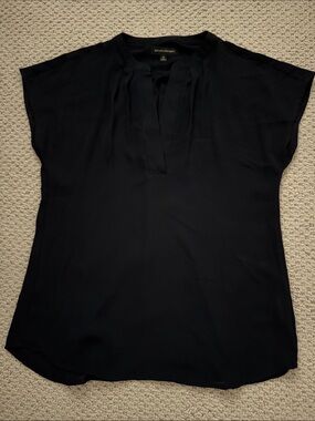Banana Republic Navy V-Slit Cap Sleeve Blouse
